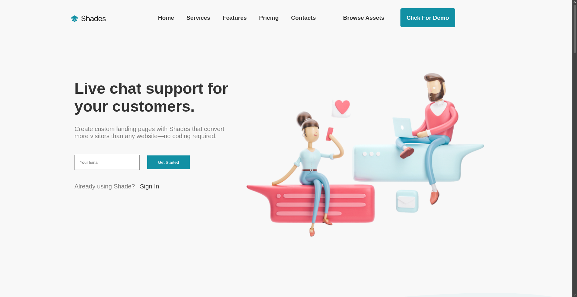 Shades Landing Page